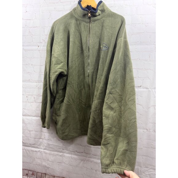 Tipsy Full Zip Fleece Jacket Mens Size XL Olive Green Blue Cambria Chest Logo - Picture 2 of 7